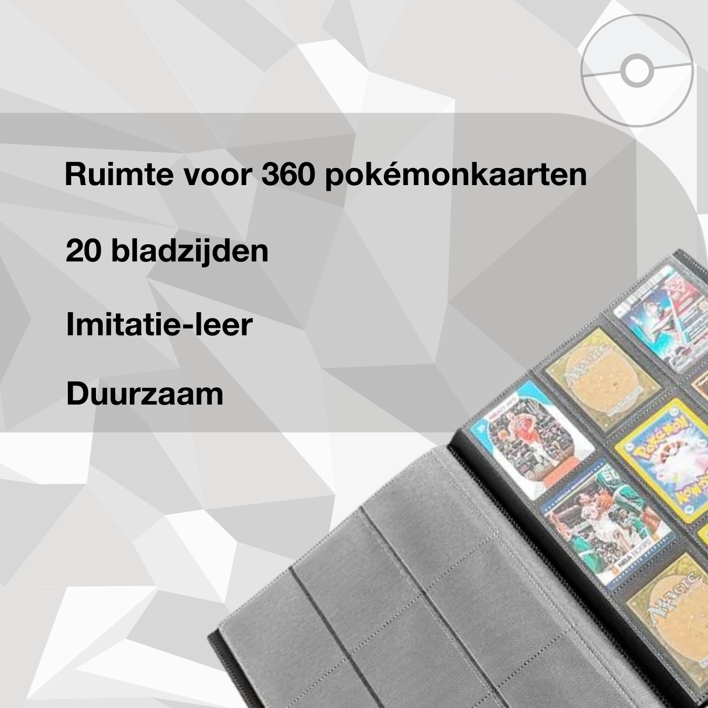 Verzamelmap voor Pokémon kaarten - 9 pocket - 360 kaarten - Zwart
